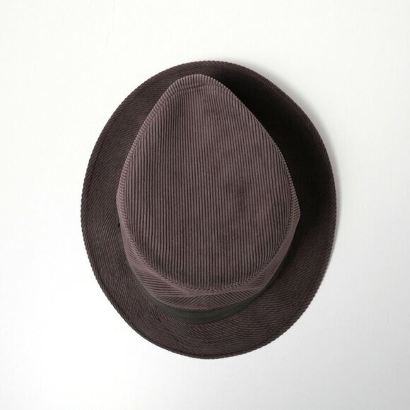 Hermes Hat 59 Folded Hat Corduroy Leather Purple Purple Brown main image 6